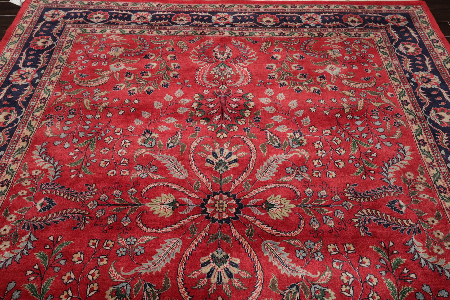 7'9" x 9'9" Hand Knotted 100% Wool Indo Saroukk 200 KPSI Area Rug Rose-4