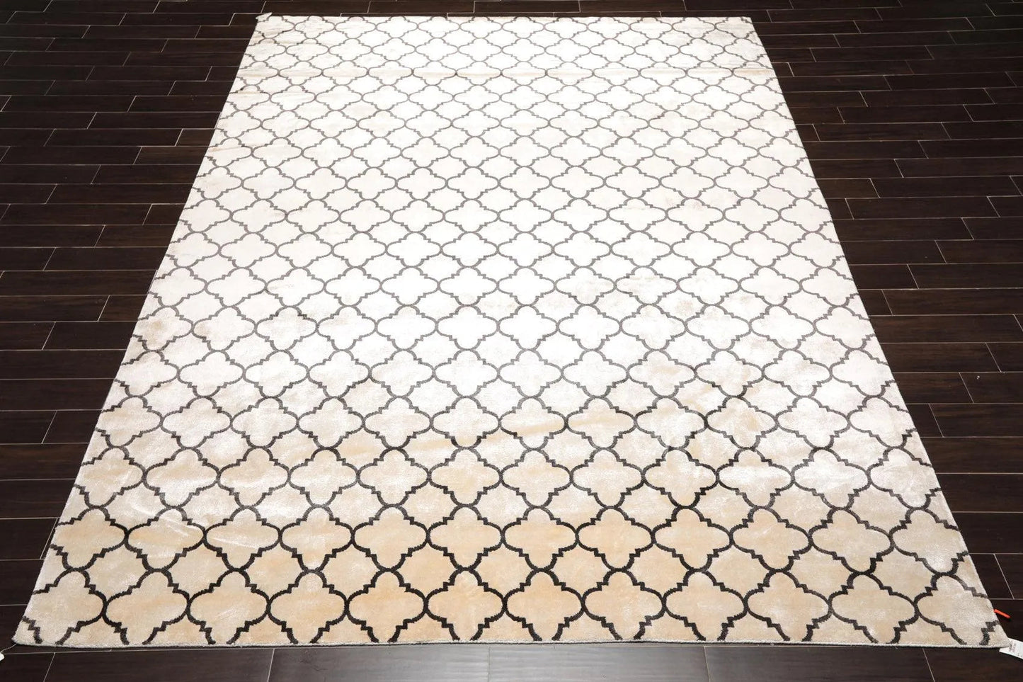 9' x 12' Hand Knotted Tibetan Viscose Quatrefoil Modern Oriental Area Rug Ivory-1