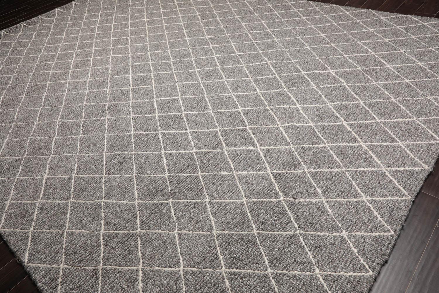 10'3" x 14'1" Berber Handmade 100% Wool Traditional Area Rug Modern Ash Gray-2