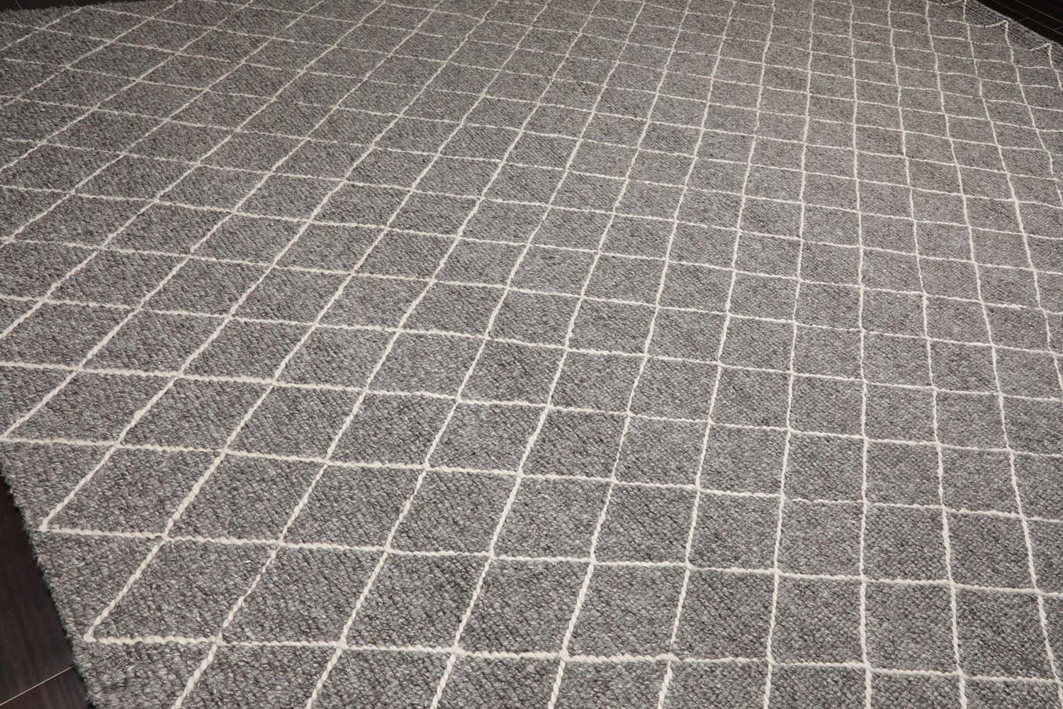 10'3" x 14'1" Berber Handmade 100% Wool Traditional Area Rug Modern Ash Gray-3