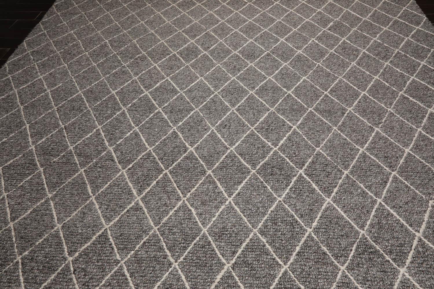 10'3" x 14'1" Berber Handmade 100% Wool Traditional Area Rug Modern Ash Gray-4