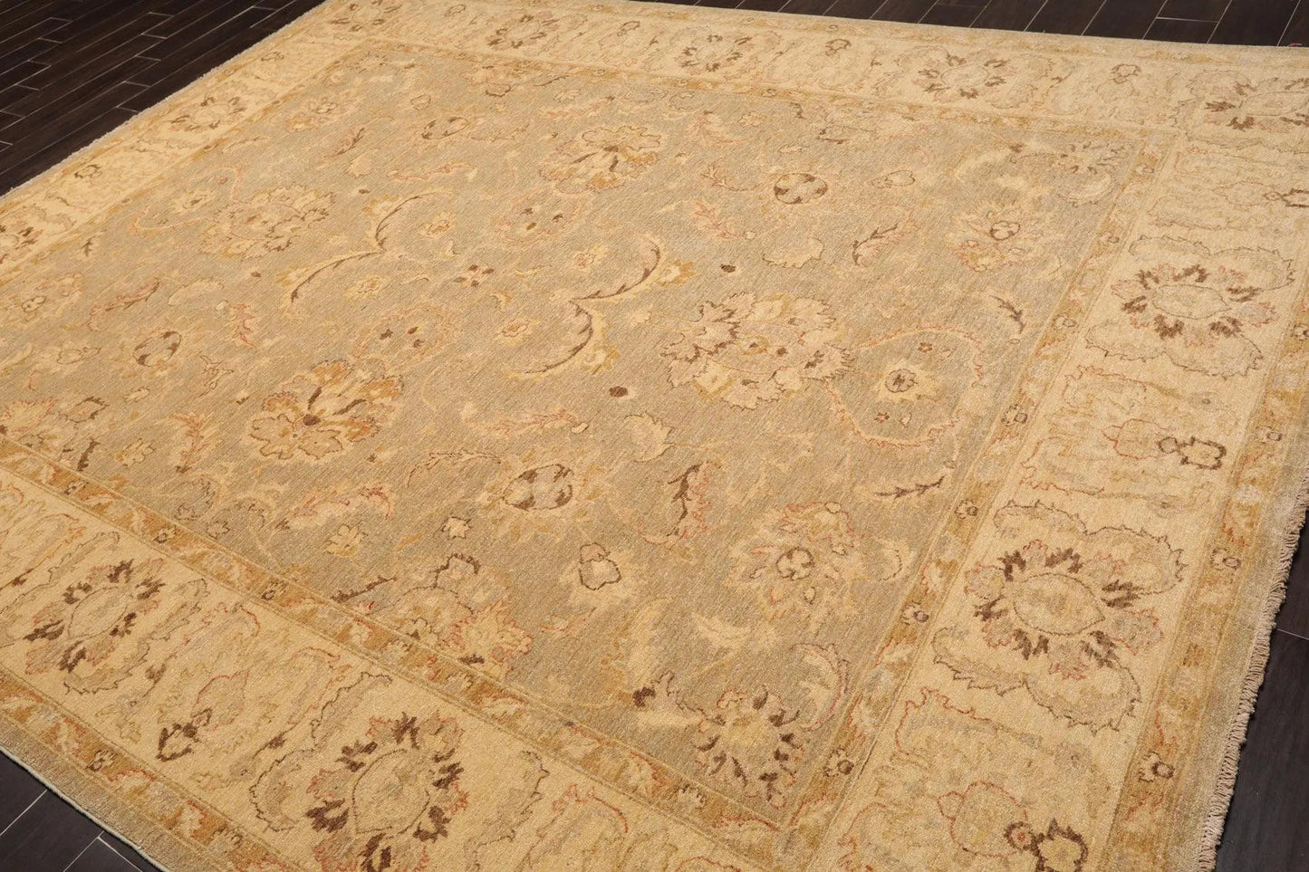 9' x 11'1'' Hand Knotted 100% Wool Peshawar Traditional Oriental Area Rug Gray-2