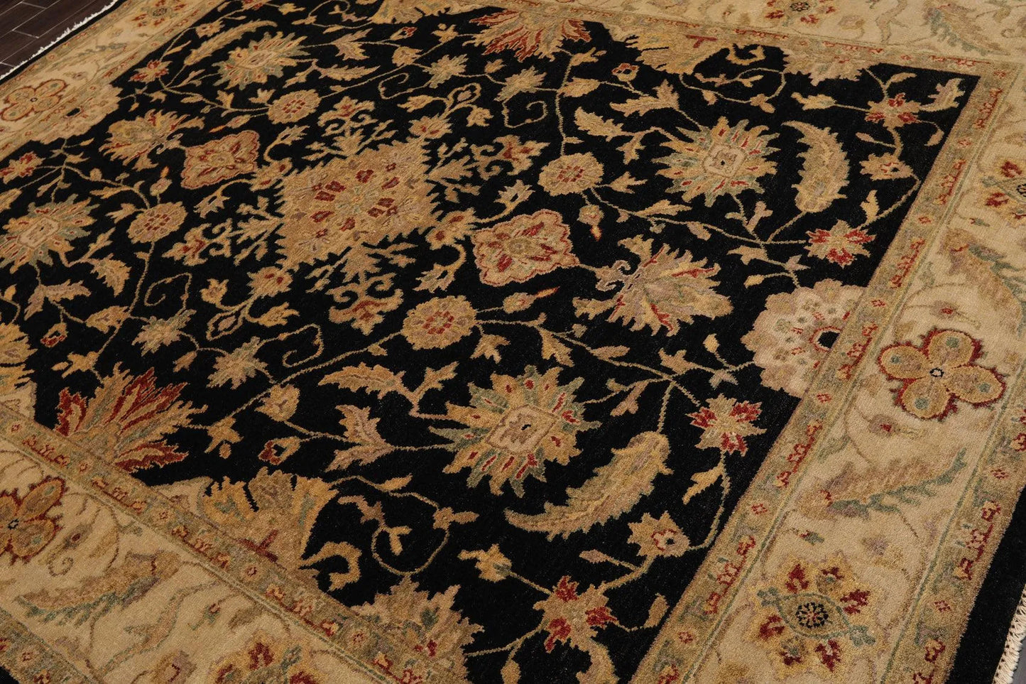 7'11'' x 10' Hand Knotted Wool Oushak Traditional Oriental Area Rug Black-2