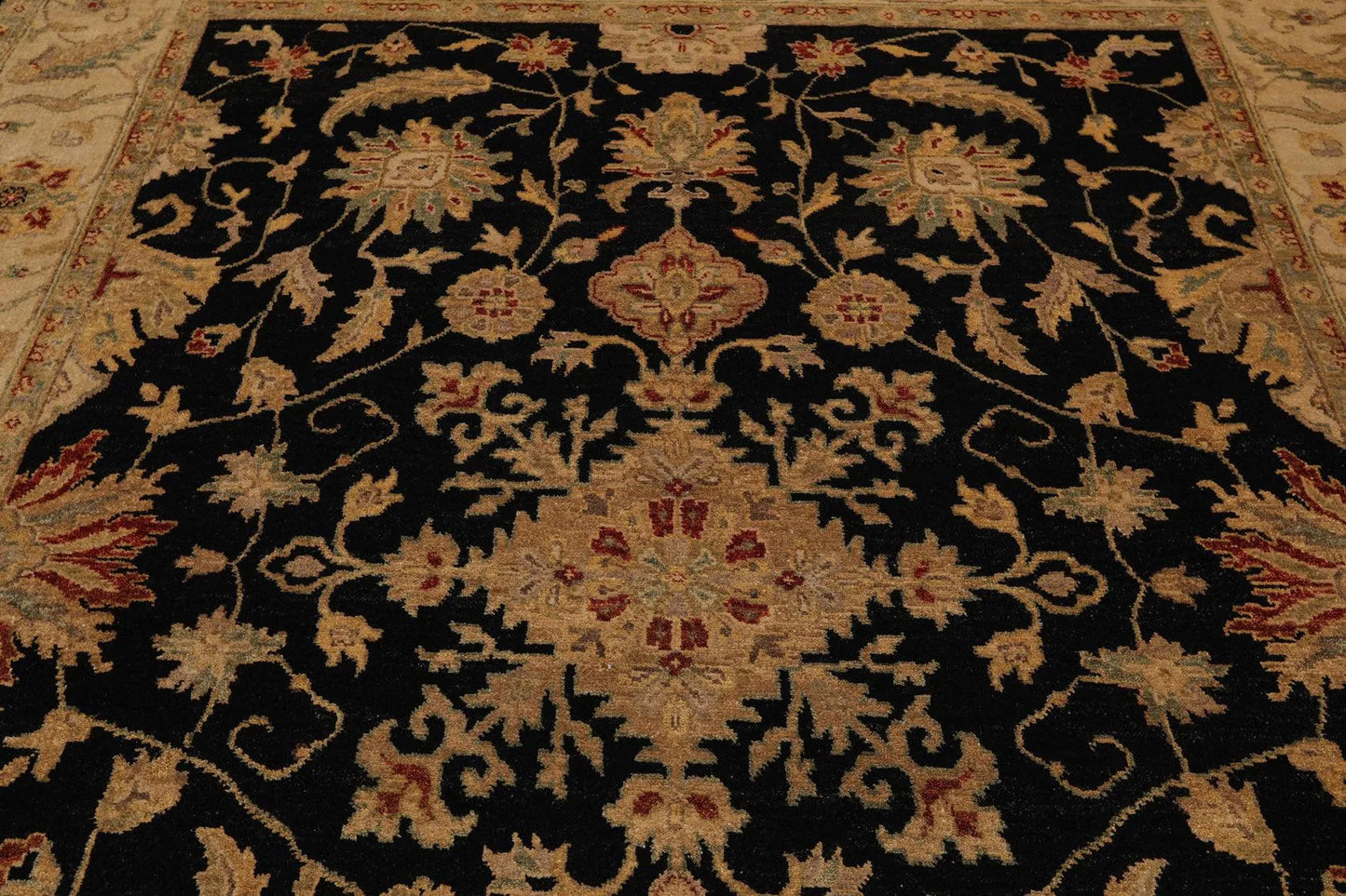 7'11'' x 10' Hand Knotted Wool Oushak Traditional Oriental Area Rug Black-4