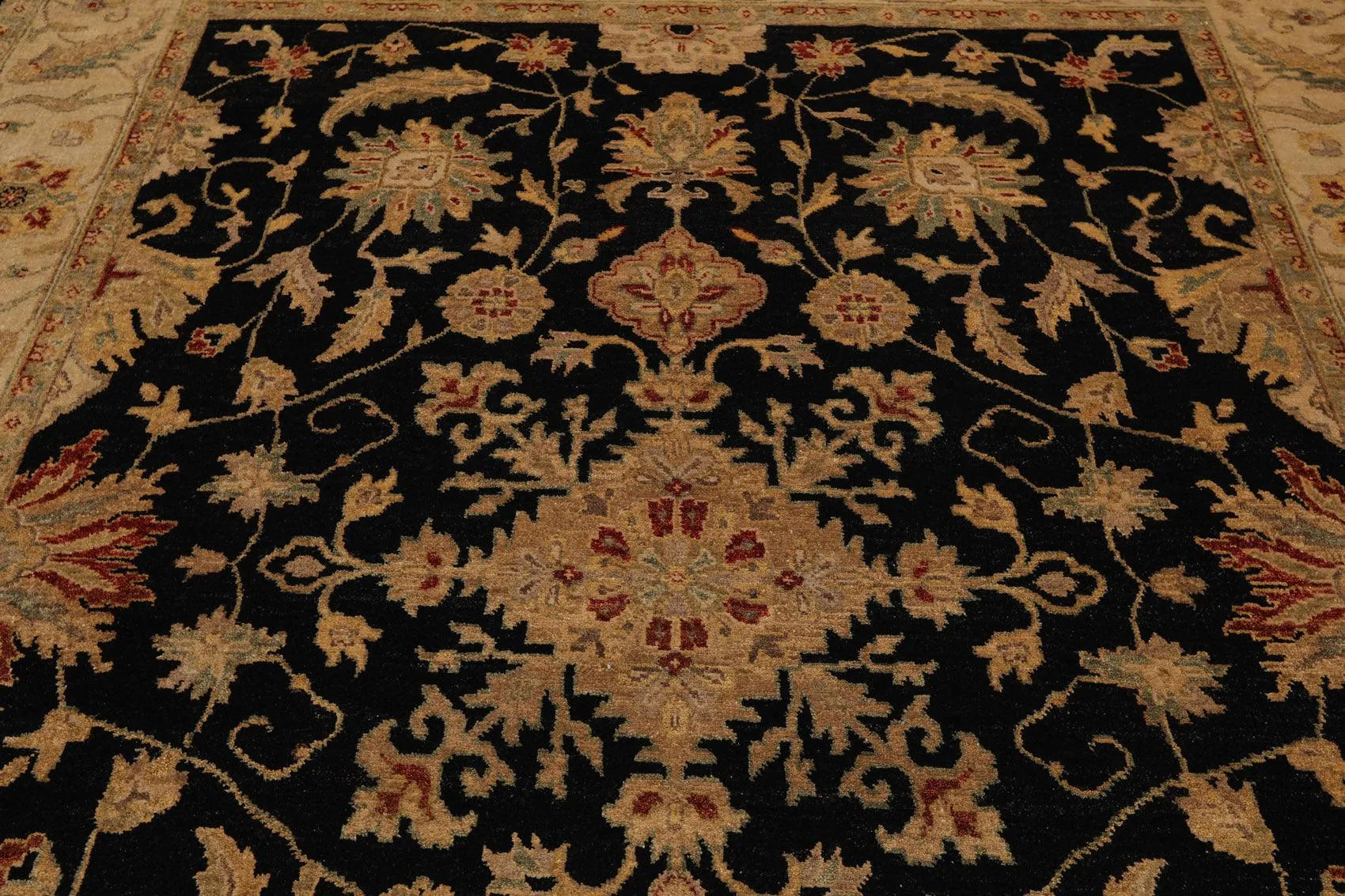 7'11'' x 10' Hand Knotted Wool Oushak Traditional Oriental Area Rug Black-4