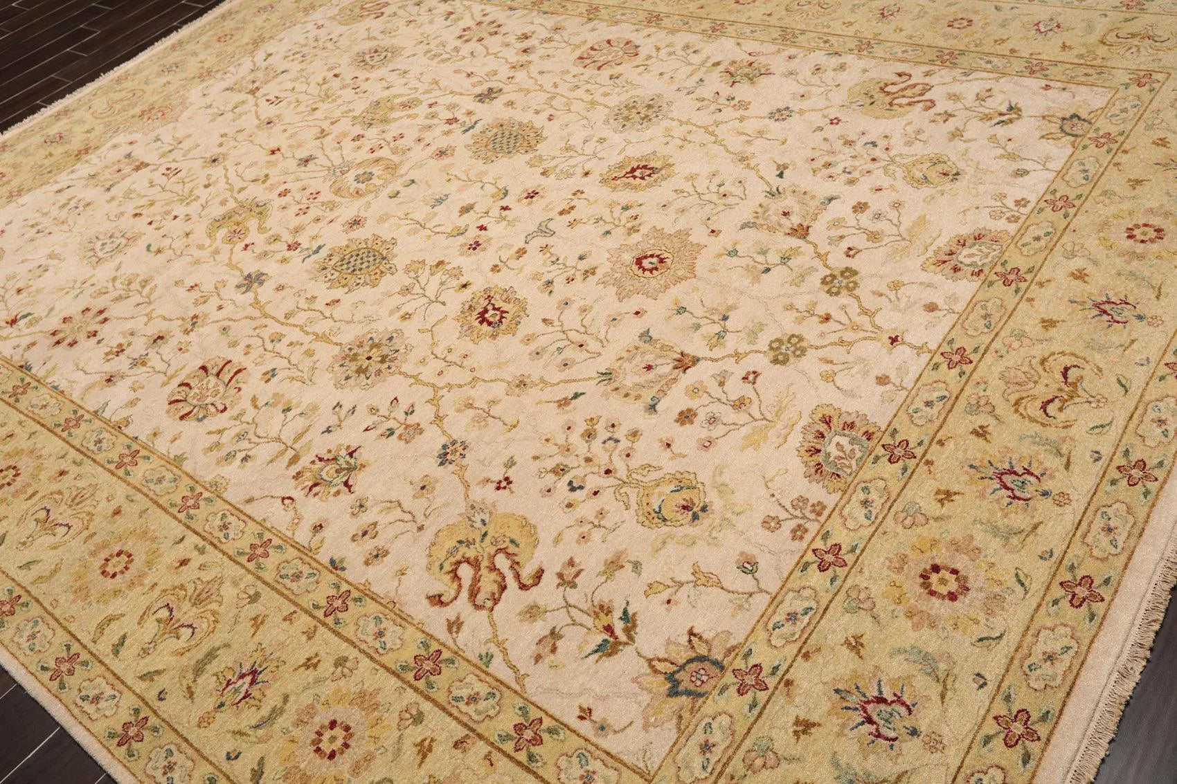 9'1'' x 11'10'' Hand Knotted 100% Wool Peshawar 200 KPSI Oriental Area Rug Beige-2
