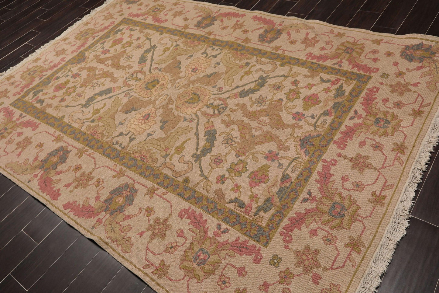 5'9" x 8'9" Hand Knotted Reversible 100% Wool Tibetan Area Rug Tan-2