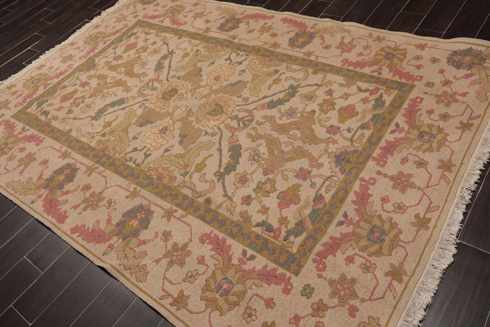5'9" x 8'9" Hand Knotted Reversible 100% Wool Tibetan Area Rug Tan-2