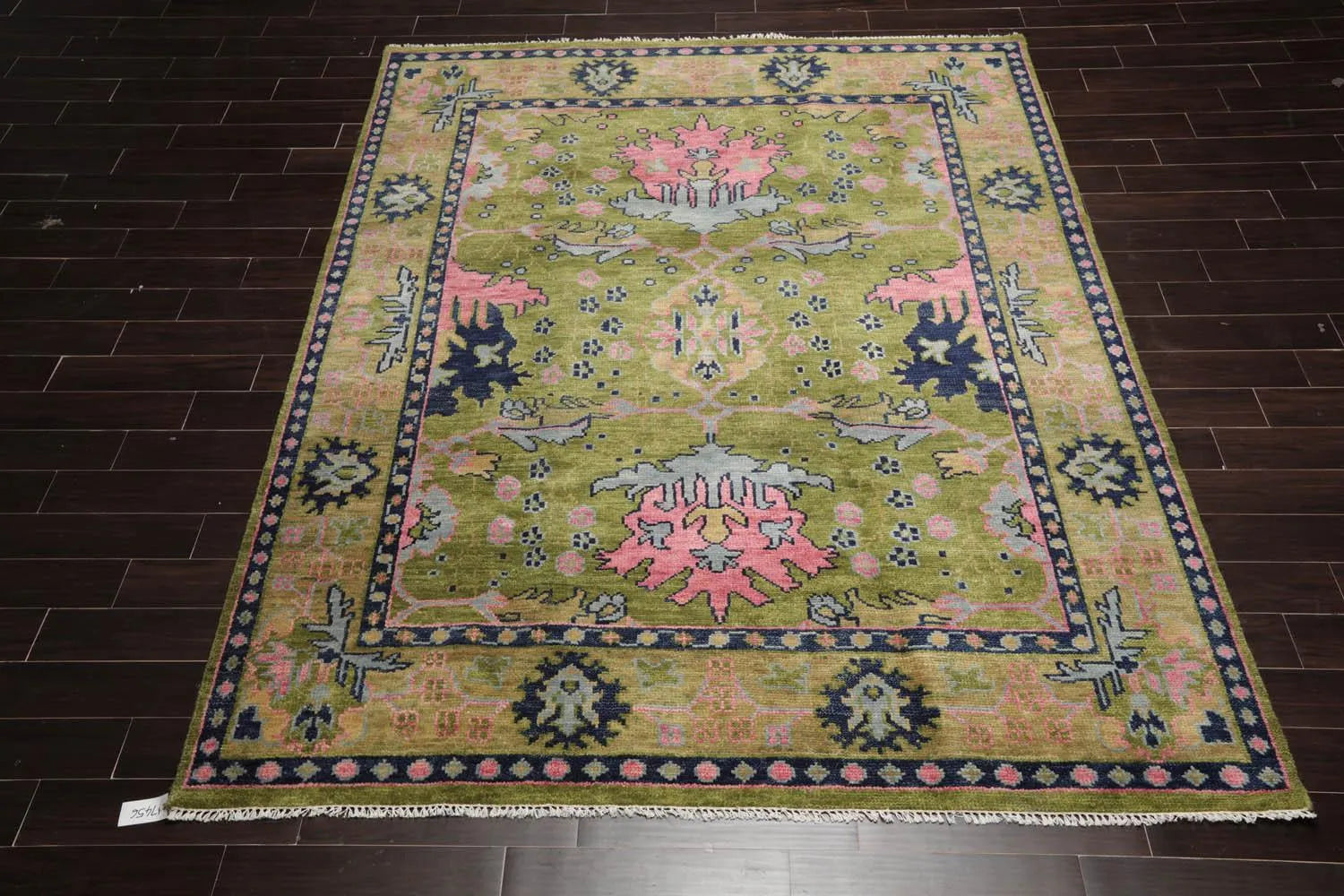 Multi Sizes Green, Pink Hand Knotted Muted Turkish Oushak 100% Wool Traditional Oriental Area Rug-4