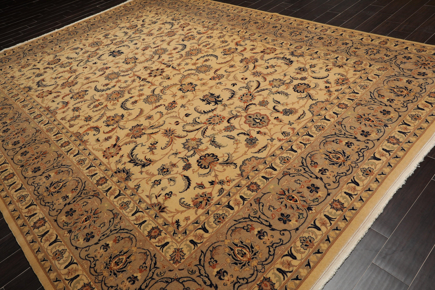 9'11" x 13'5" Hand Knotted Wool 250 KPSI Pak-Persian Area Rug Warm Beige-2