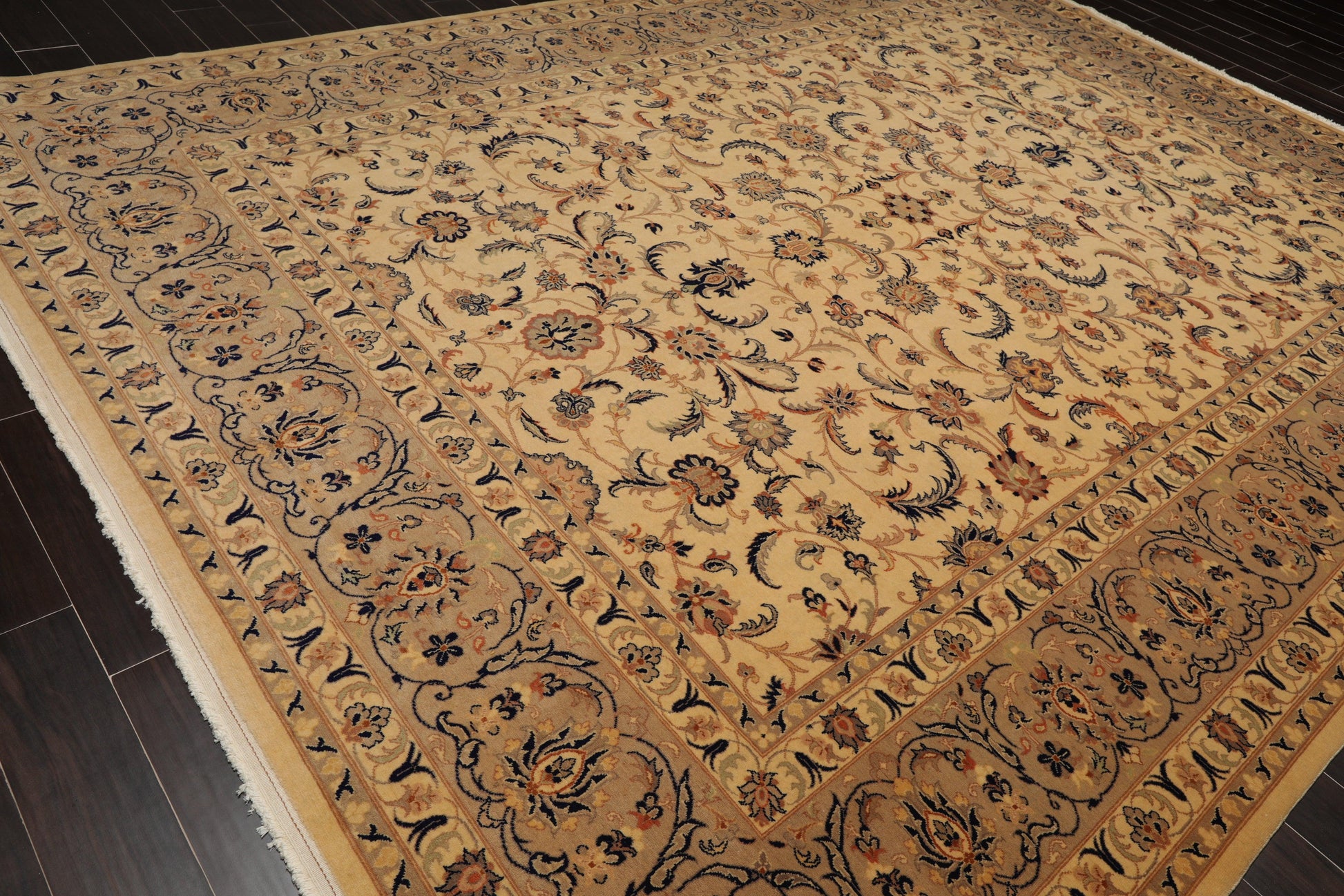9'11" x 13'5" Hand Knotted Wool 250 KPSI Pak-Persian Area Rug Warm Beige-3