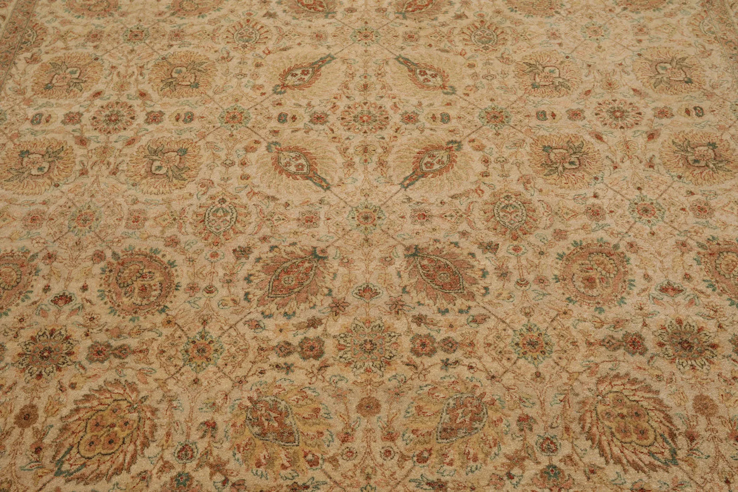8x10 Tan, Rust Hand Knotted 100% Wool Agra Traditional 200 KPSI Oriental Area Rug-3
