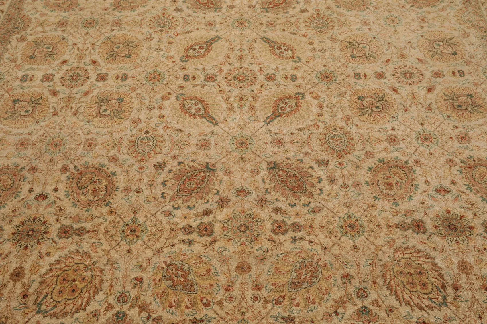 8x10 Tan, Rust Hand Knotted 100% Wool Agra Traditional 200 KPSI Oriental Area Rug-3