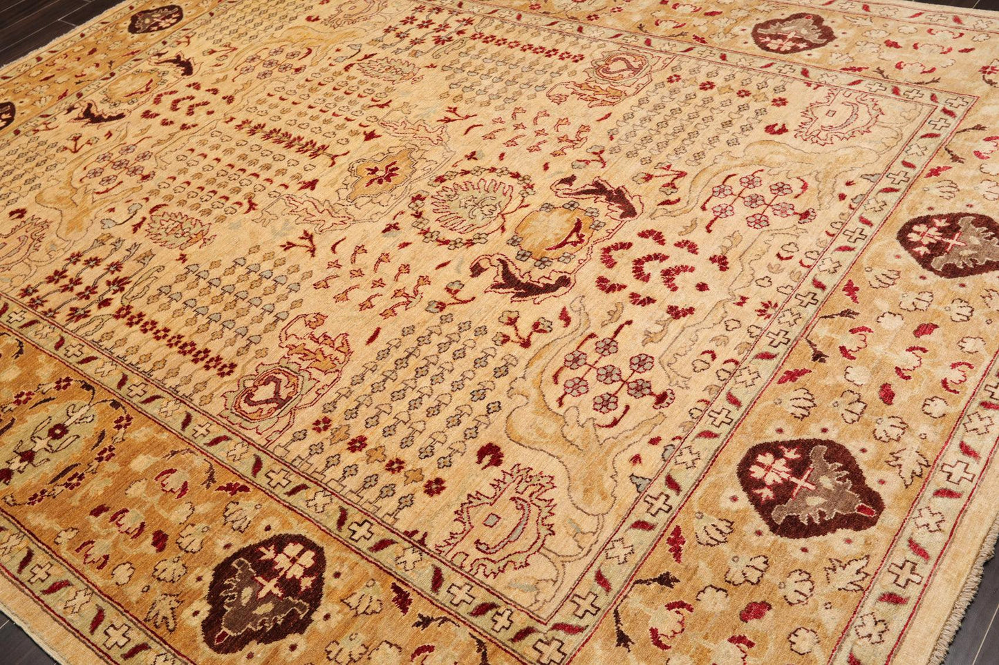 8'2" x 10'6" Hand Knotted 100% Wool Peshawar Traditional Oriental Area Rug Gold-2