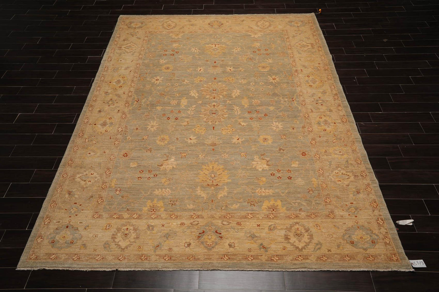 9'4" x 12'1" Hand Knotted Wool Chobi Peshawar Traditional Oriental Area Rug Aqua-1