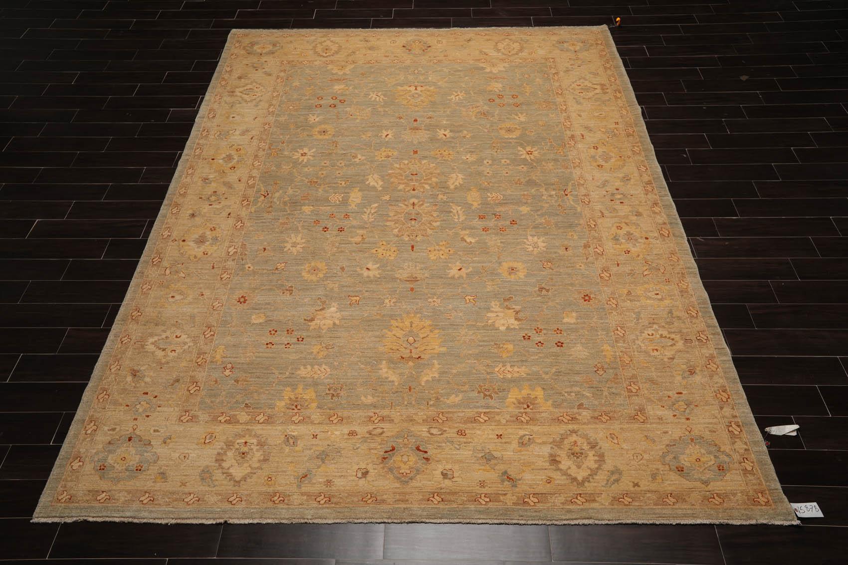 9'4" x 12'1" Hand Knotted Wool Chobi Peshawar Traditional Oriental Area Rug Aqua-1