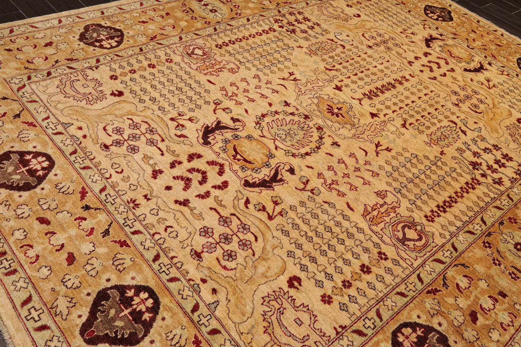 8'2" x 10'6" Hand Knotted 100% Wool Peshawar Traditional Oriental Area Rug Gold-3