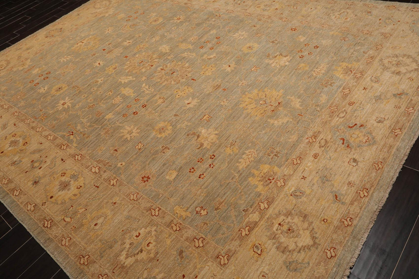 9'4" x 12'1" Hand Knotted Wool Chobi Peshawar Traditional Oriental Area Rug Aqua-2