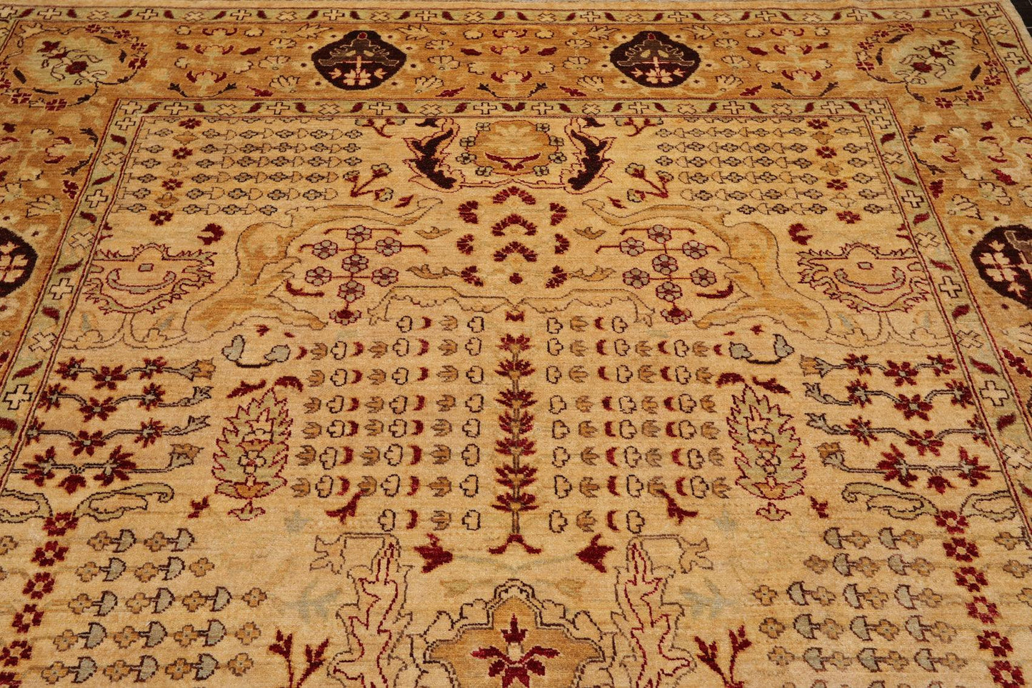 8'2" x 10'6" Hand Knotted 100% Wool Peshawar Traditional Oriental Area Rug Gold-4