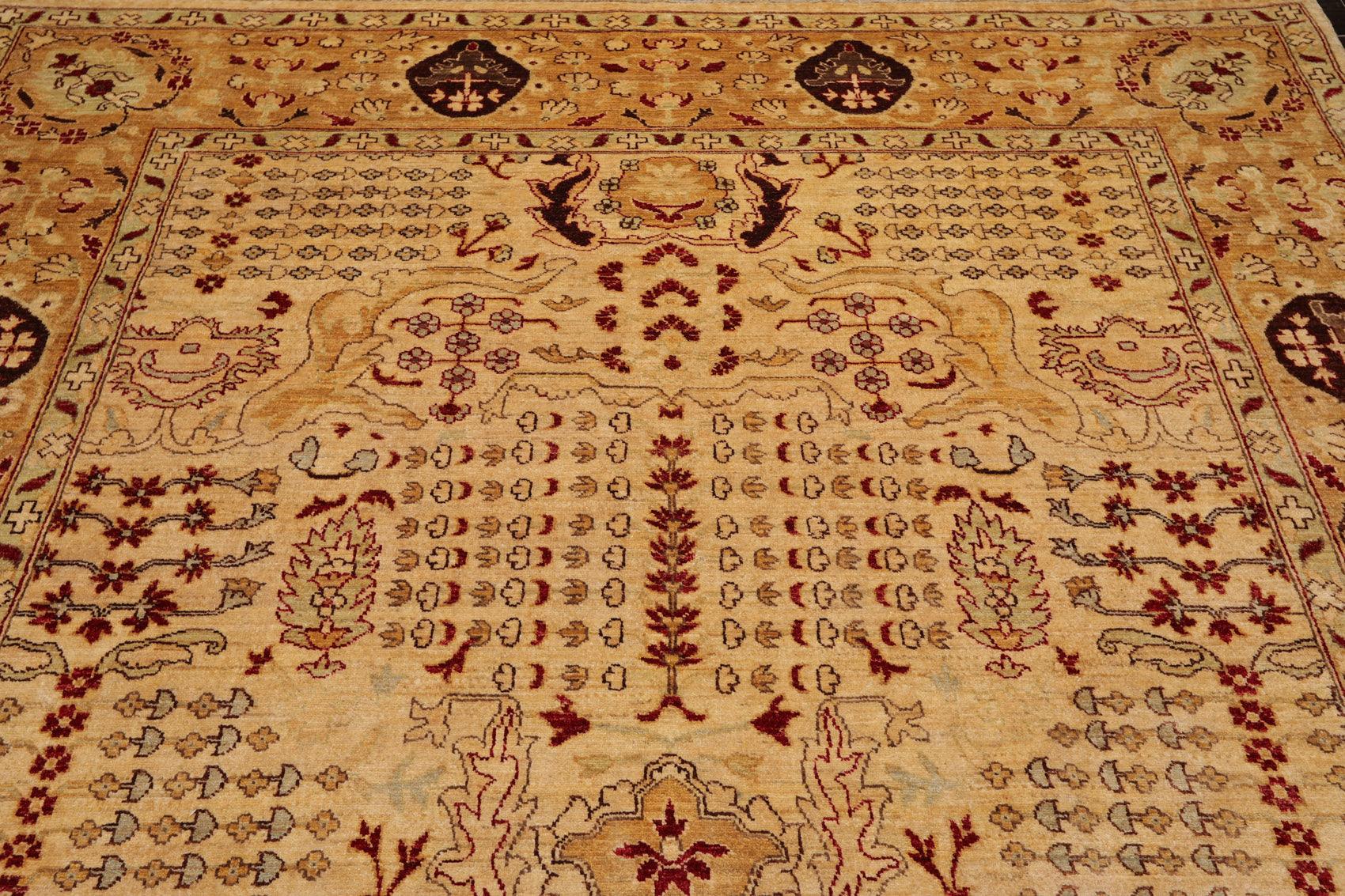 8'2" x 10'6" Hand Knotted 100% Wool Peshawar Traditional Oriental Area Rug Gold-4