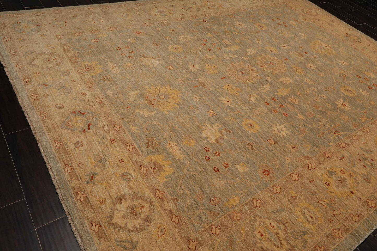 9'4" x 12'1" Hand Knotted Wool Chobi Peshawar Traditional Oriental Area Rug Aqua-3