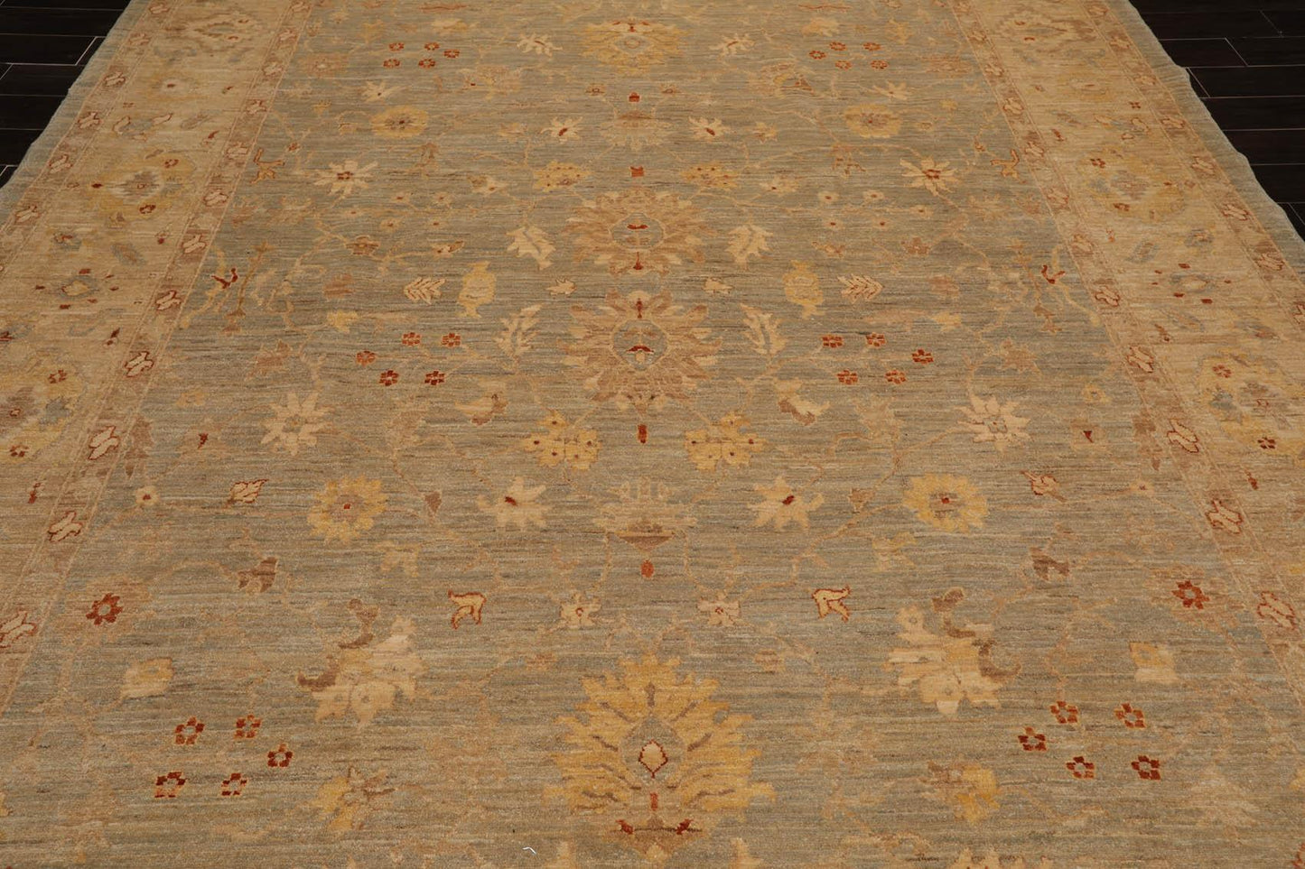 9'4" x 12'1" Hand Knotted Wool Chobi Peshawar Traditional Oriental Area Rug Aqua-4