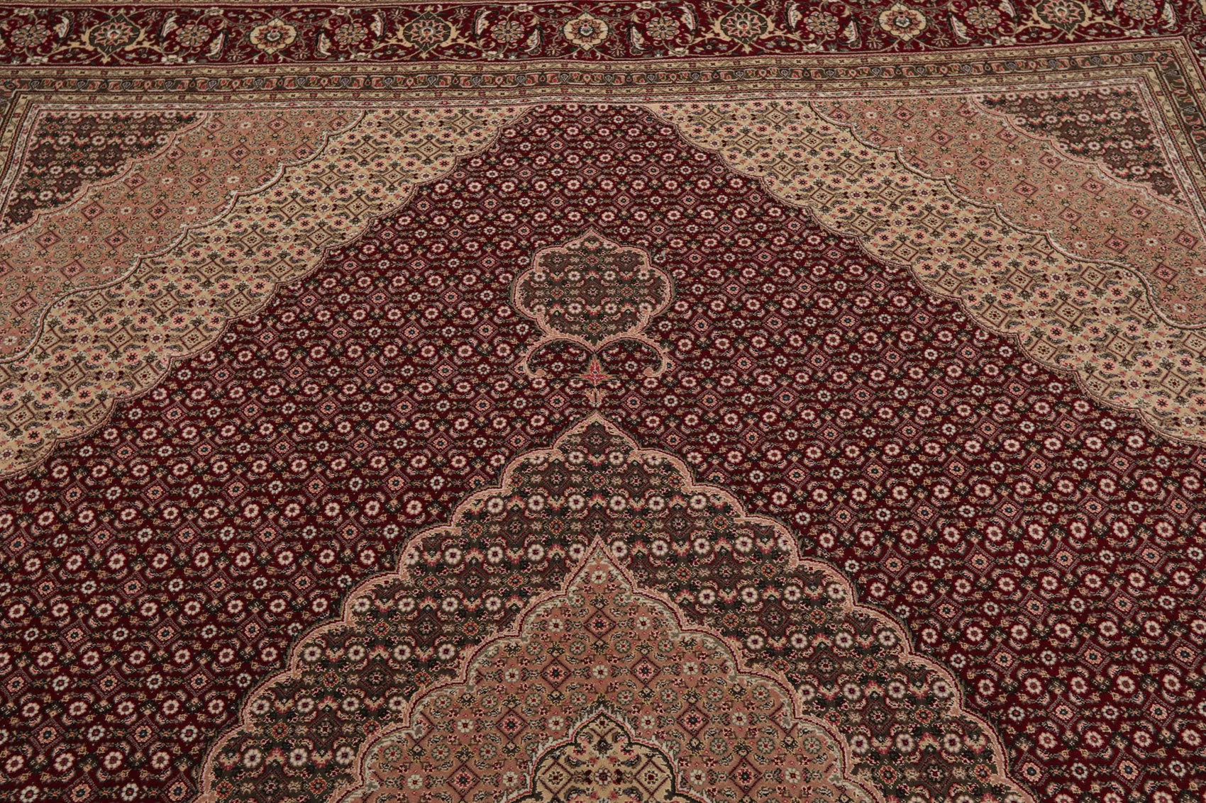 8x10 Red, Beige Hand Knotted Wool and Silk Fish Mahi Traditional 250 KPSI Oriental Area Rug-4