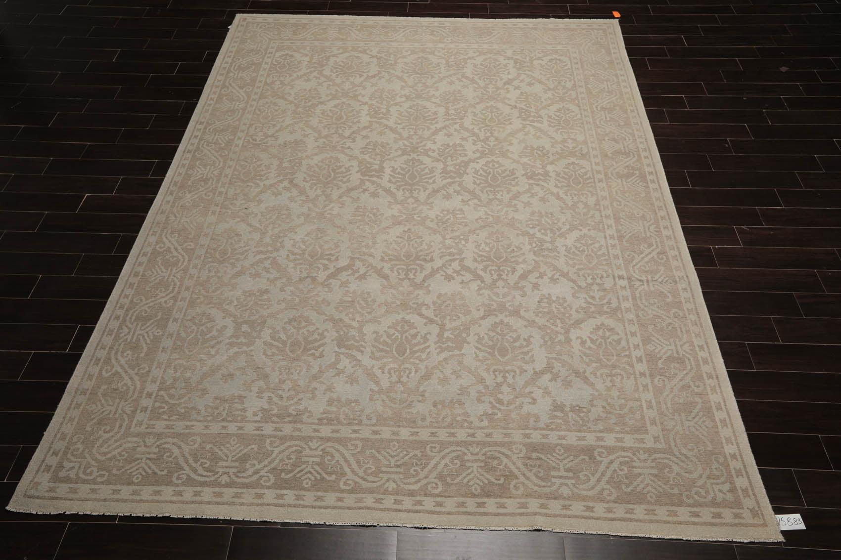9'3" x 12'4" Hand Knotted 100% Wool Designer Oushak Area Rug Tone on Tone Gray-1