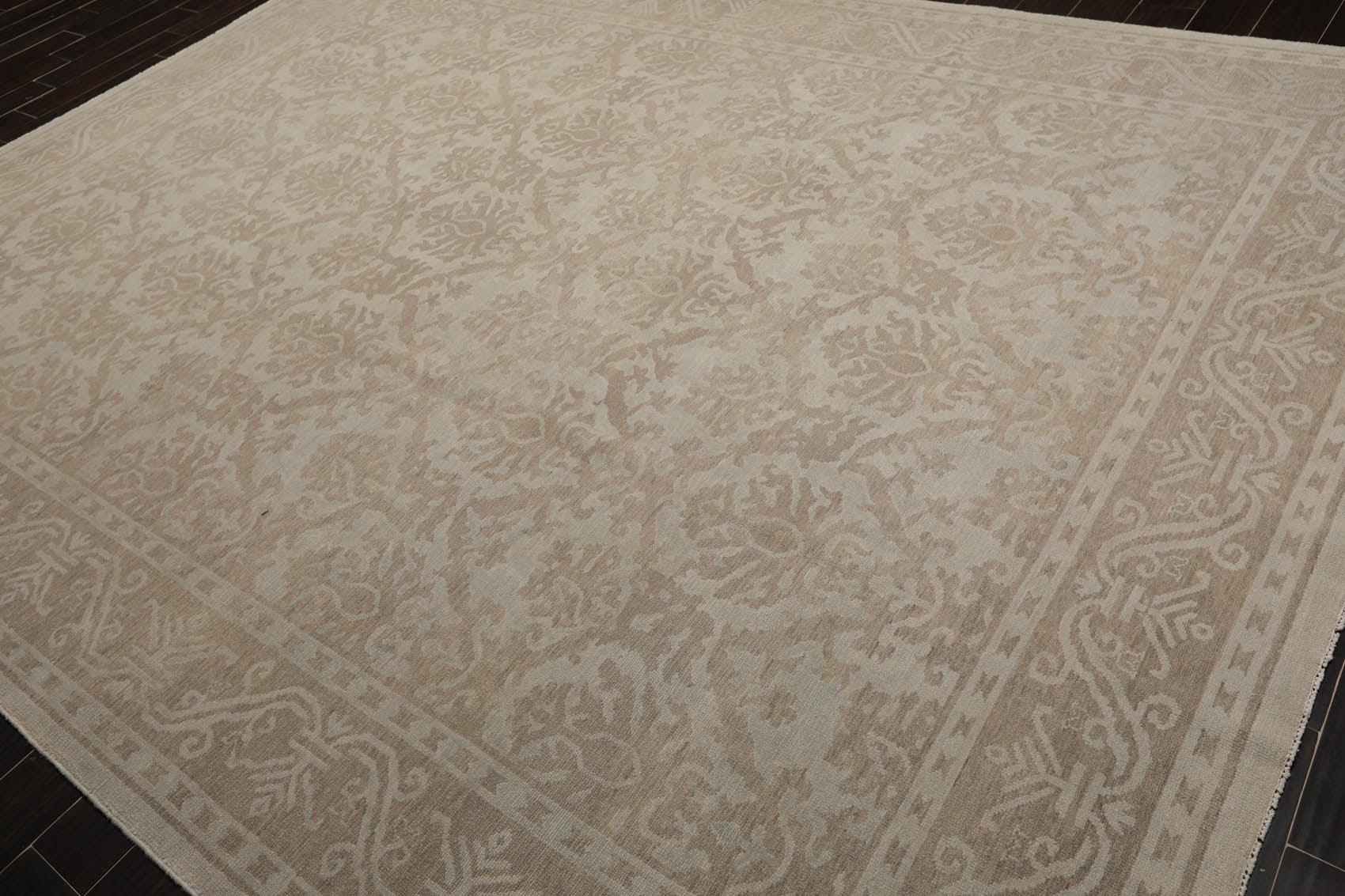 9'3" x 12'4" Hand Knotted 100% Wool Designer Oushak Area Rug Tone on Tone Gray-2