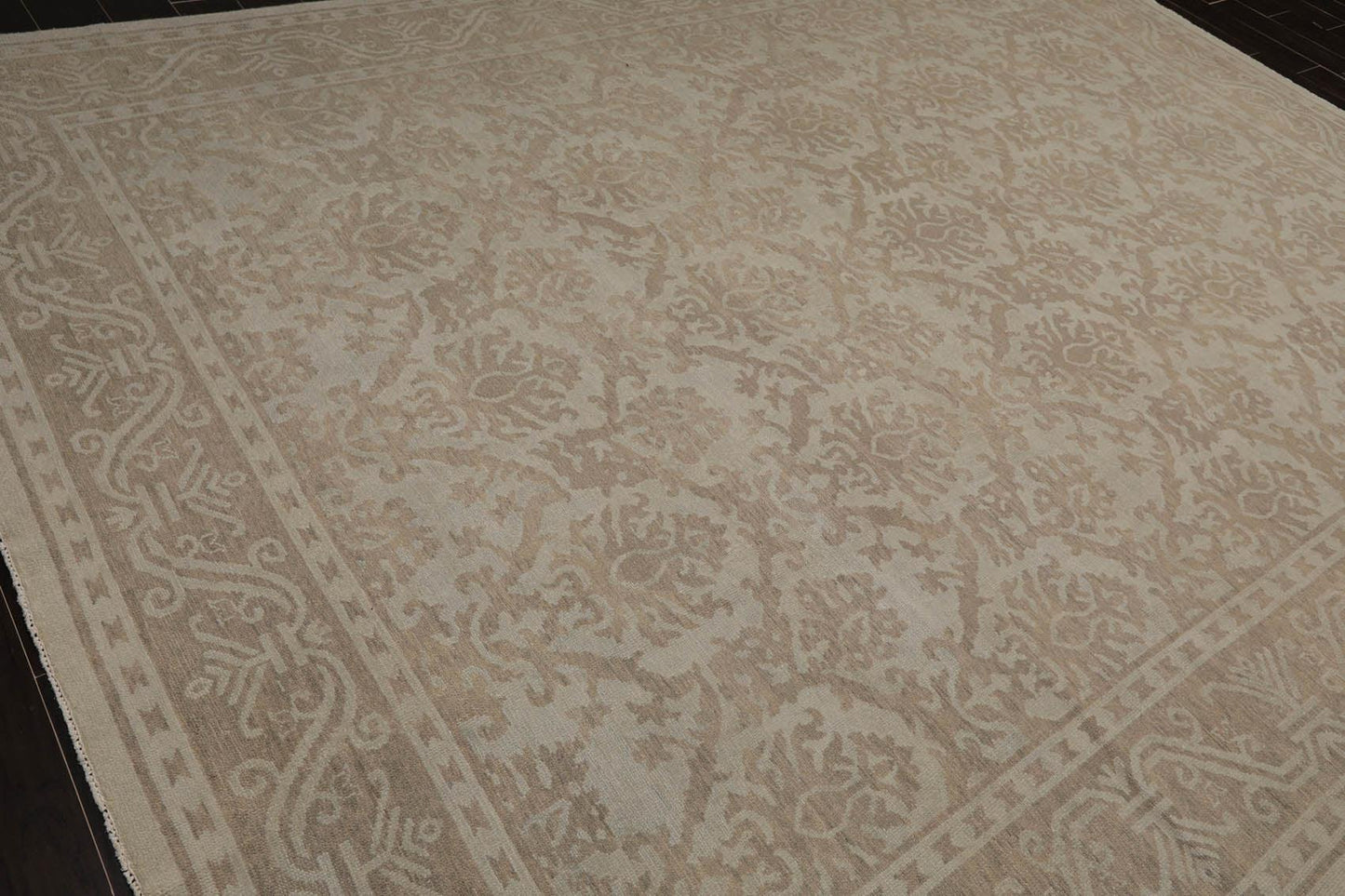9'3" x 12'4" Hand Knotted 100% Wool Designer Oushak Area Rug Tone on Tone Gray-3