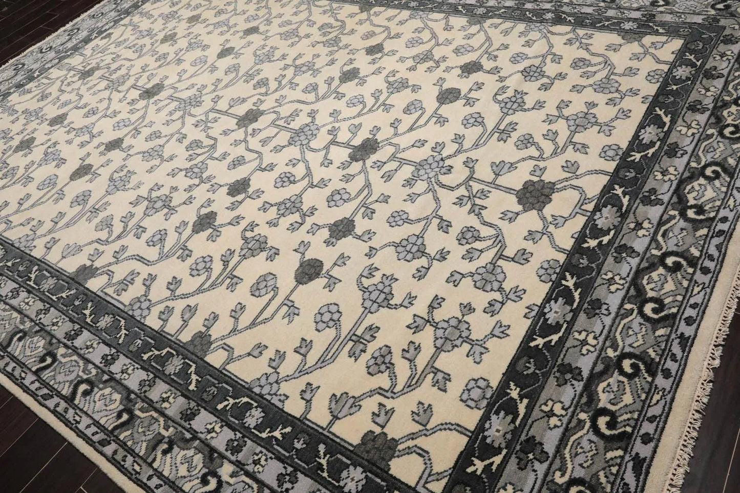 Multi Sizes Hand Knotted 100% Wool Oushak Traditional Oriental Area Rug Ivory-4