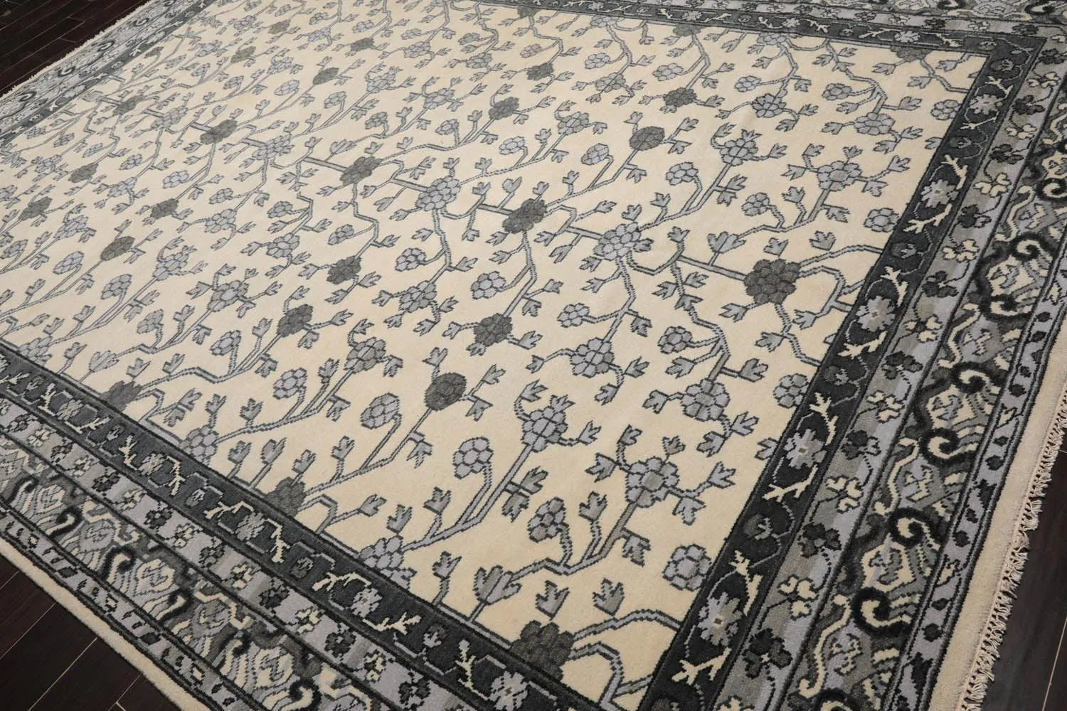 Multi Sizes Hand Knotted 100% Wool Oushak Traditional Oriental Area Rug Ivory-4