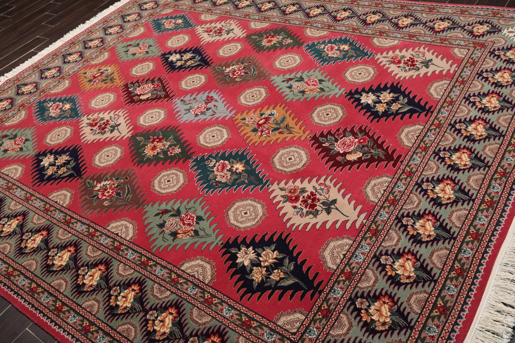 8'2"x 9'10" Hand Knotted Wool & Silk PakPersian 16/18 300 KPSI Oriental Area Rug Pink-2