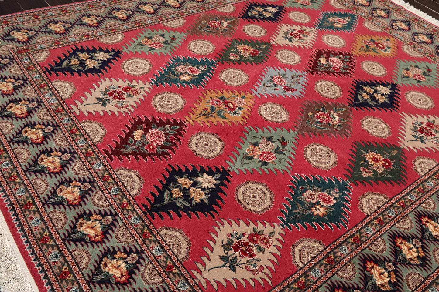 8'2"x 9'10" Hand Knotted Wool & Silk PakPersian 16/18 300 KPSI Oriental Area Rug Pink-3