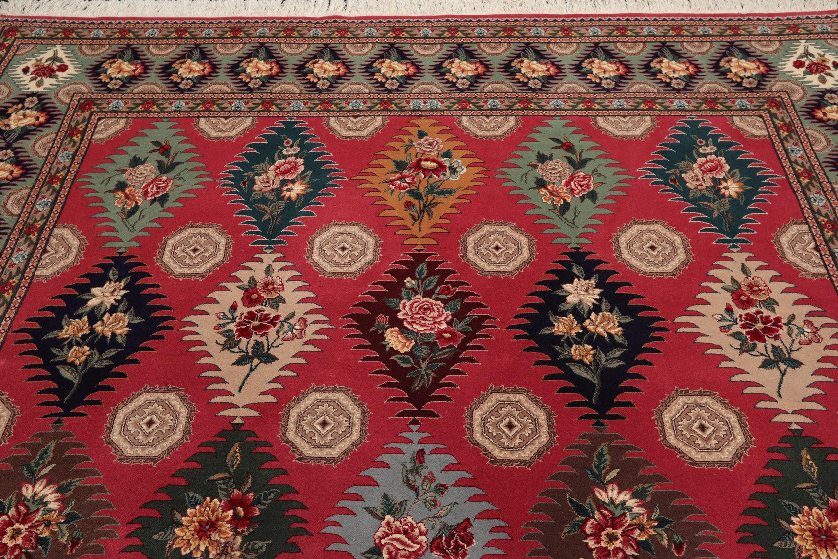 8'2"x 9'10" Hand Knotted Wool & Silk PakPersian 16/18 300 KPSI Oriental Area Rug Pink-4