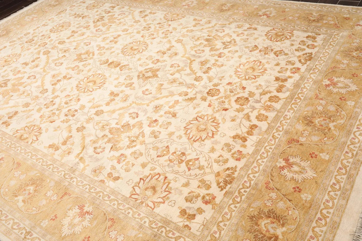 9x12 Masterpiece Unveiled Beige Traditional Wool Rug Pak Persian with 300 KPSI-3