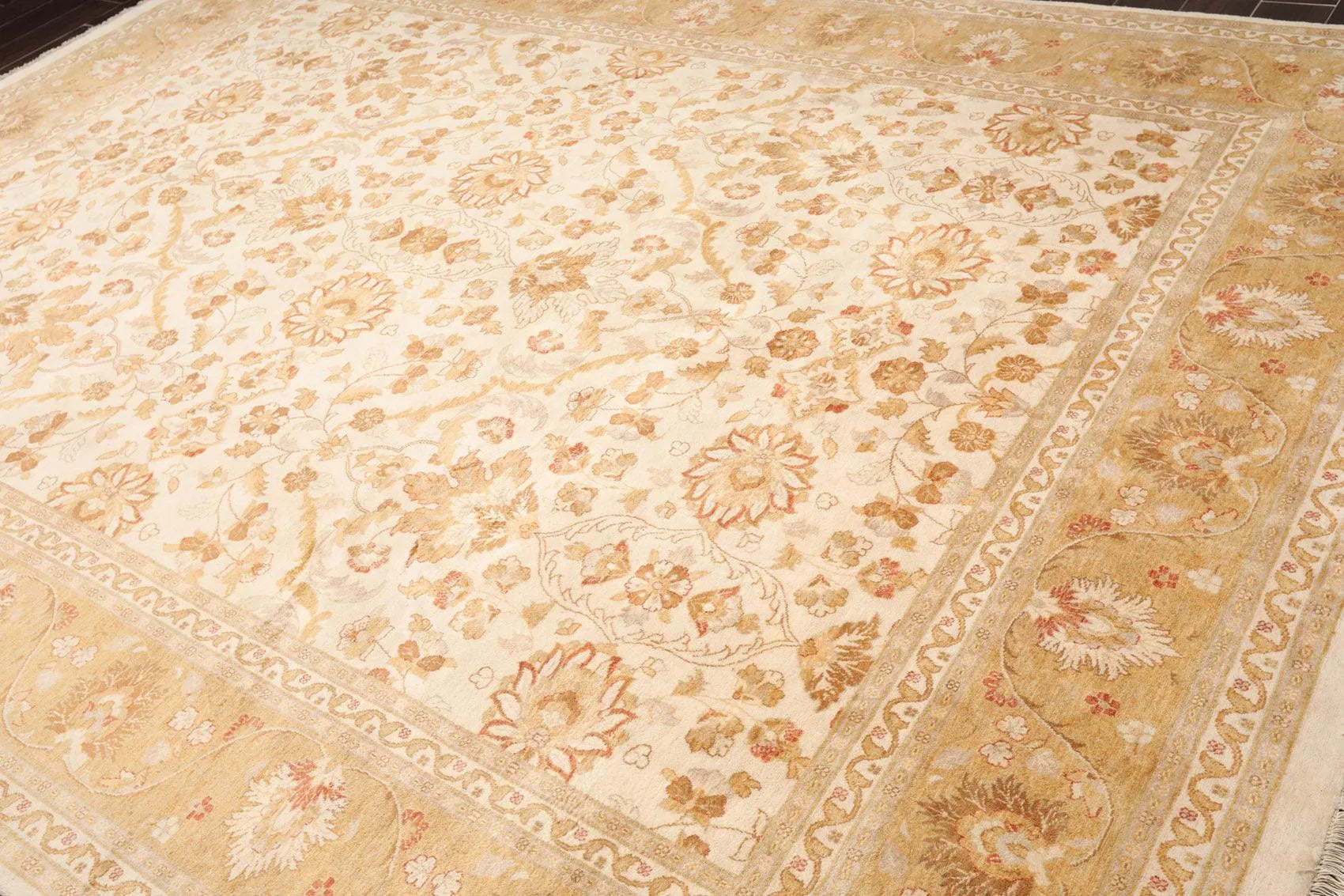 9x12 Masterpiece Unveiled Beige Traditional Wool Rug Pak Persian with 300 KPSI-3