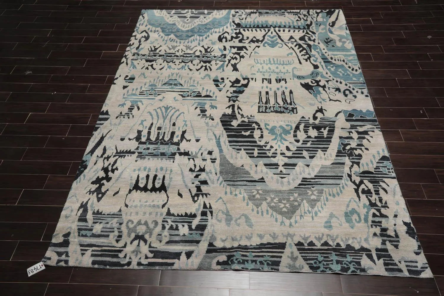 9x12 Hand Knotted Oushak 100% Wool Modern & Contemporary Oriental Area Rug Gray Beige, Charcoal Color-3
