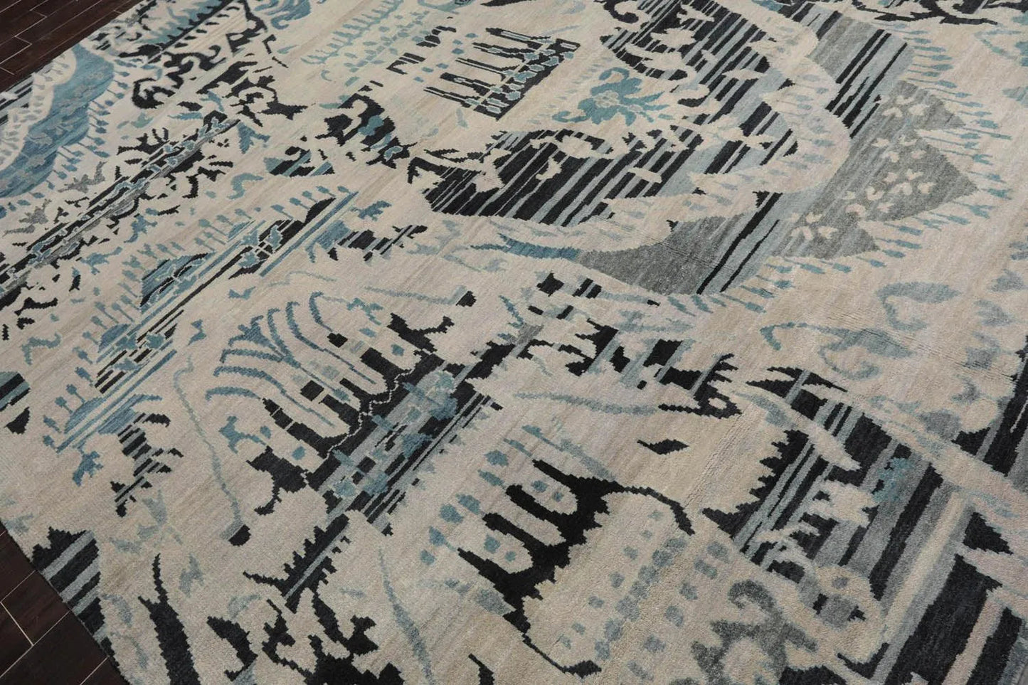 9x12 Hand Knotted Oushak 100% Wool Modern & Contemporary Oriental Area Rug Gray Beige, Charcoal Color-4