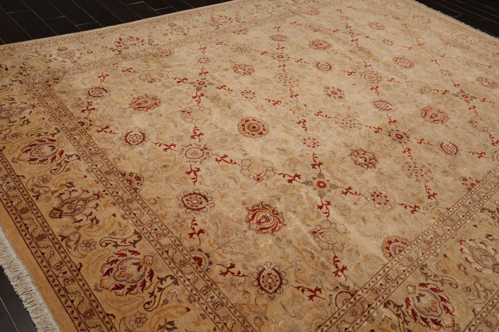 9'2"x12'6" Hand Knotted Wool & Silk16/18 Pak Persian 300 KPSI Oriental Area Rug Beige-3
