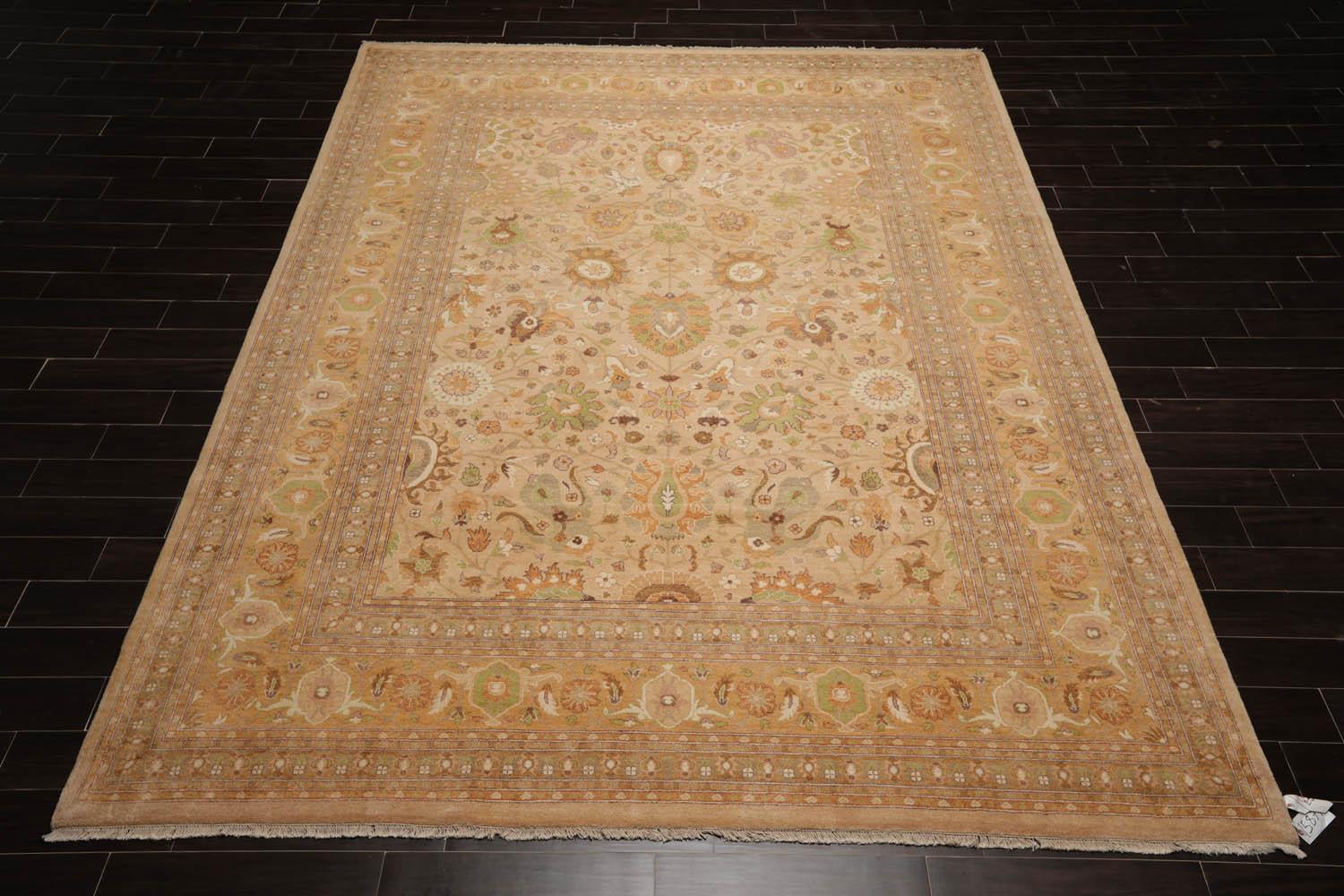 9'4" x 12'2" Hand Knotted Wool 16/18 Pak Persian 300 KPSI Oriental Area Rug Tan-1