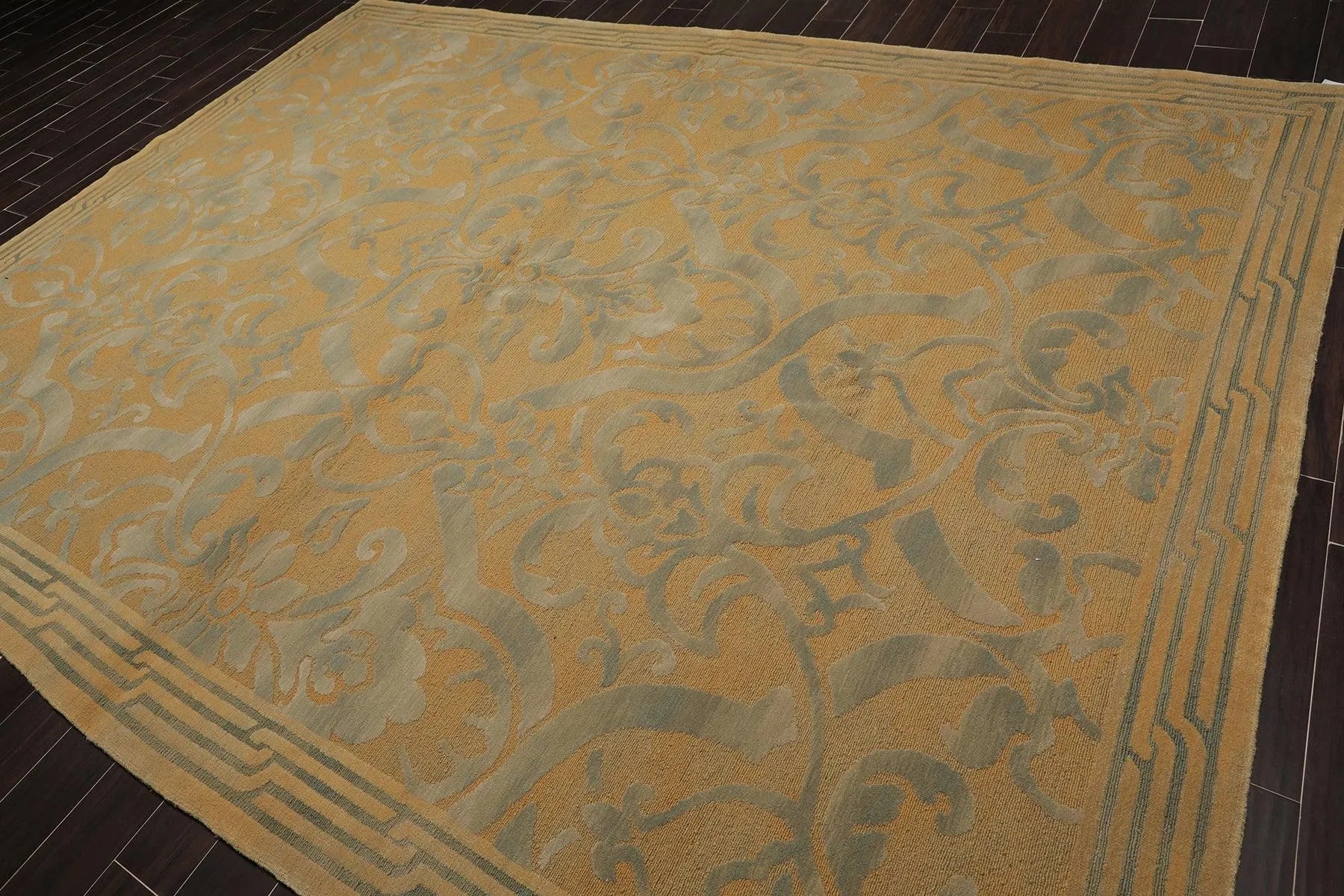 9x12 Tan Asmara French Aubusson Savonnerie Hand Knotted Wool Area Rug plush pile-3