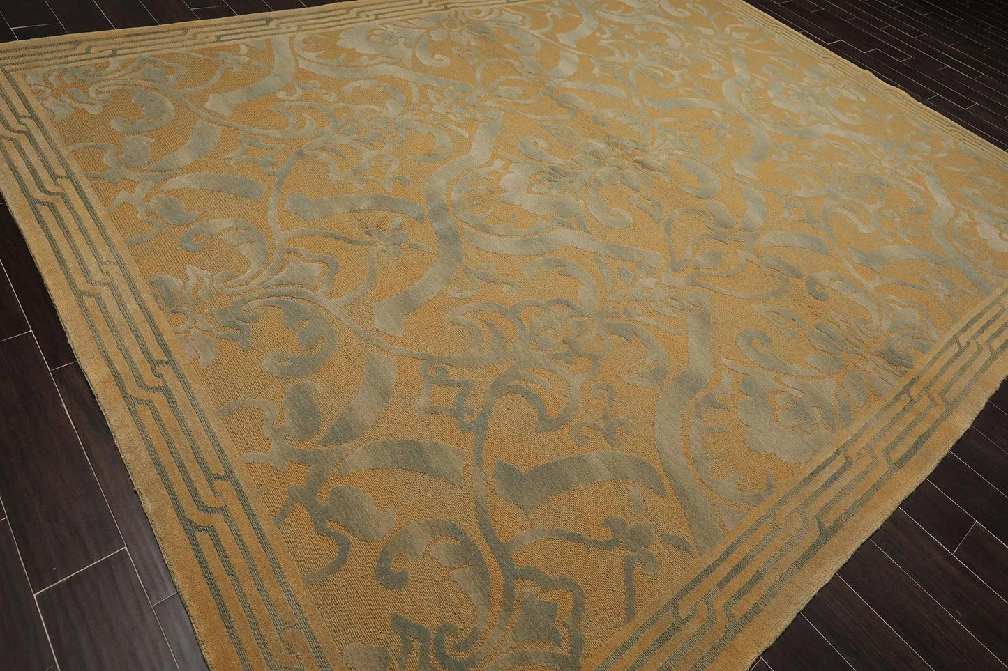 9x12 Tan Asmara French Aubusson Savonnerie Hand Knotted Wool Area Rug plush pile-4