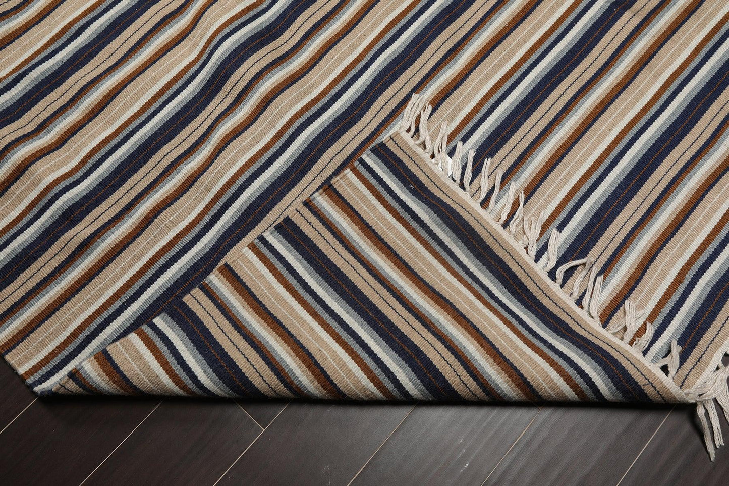 7'10" x 11'2" Hand Woven Superfine Dhurry Wool Flatweave Area Rug Modern Tan-3