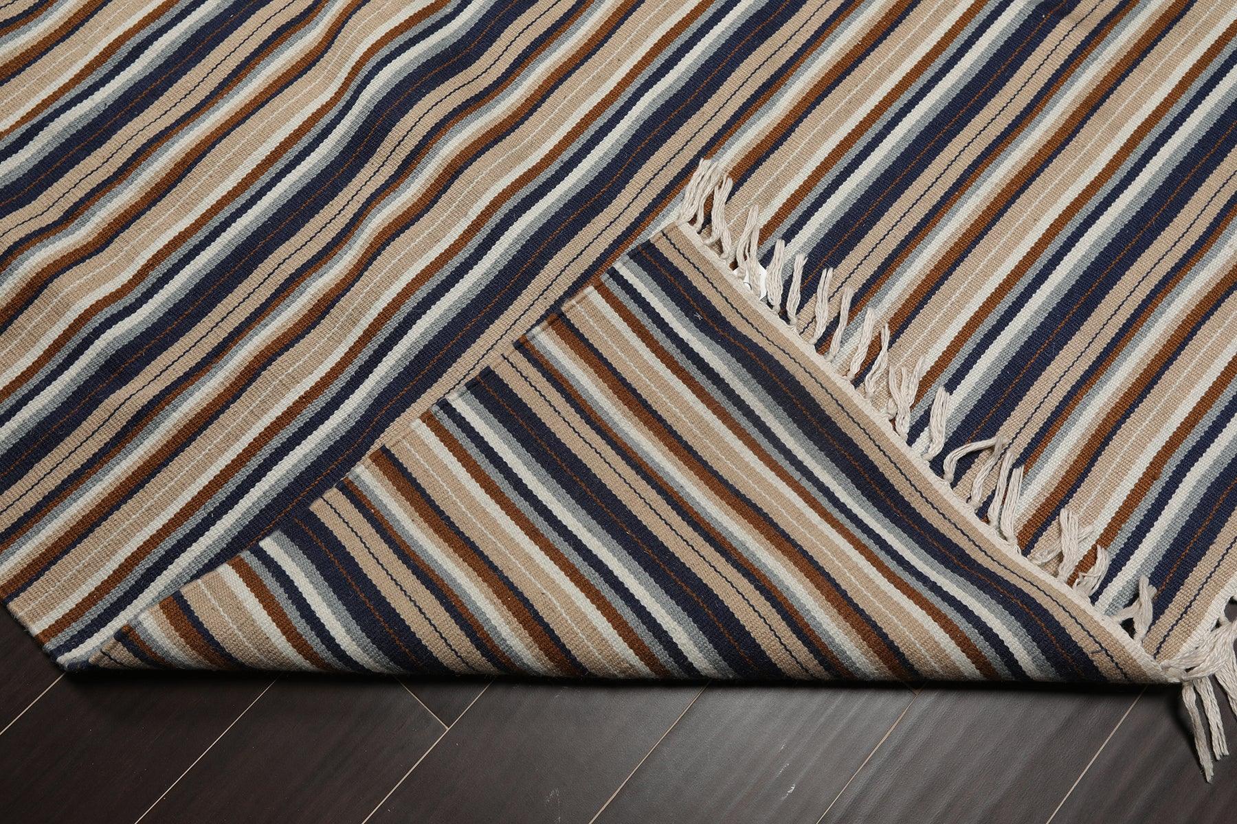 7'10" x 11'2" Hand Woven Superfine Dhurry Wool Flatweave Area Rug Modern Tan-3