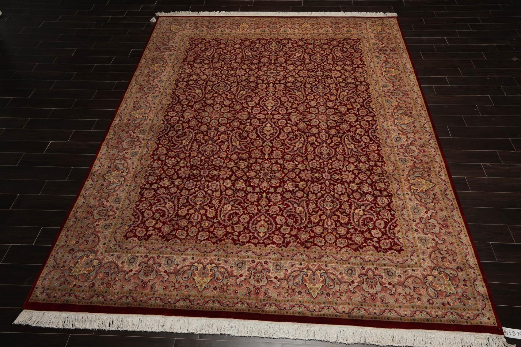 9'2" x 12'5" Hand Knotted Wool 16/18 Pak Persian 300 KPSI Area Rug Burgundy-1