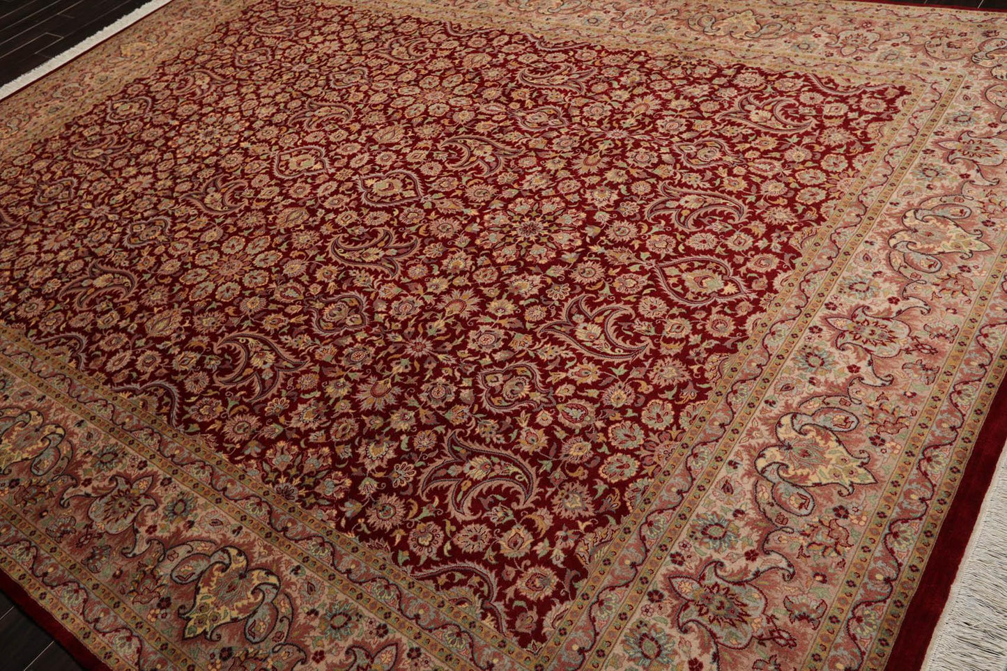 9'2" x 12'5" Hand Knotted Wool 16/18 Pak Persian 300 KPSI Area Rug Burgundy-2