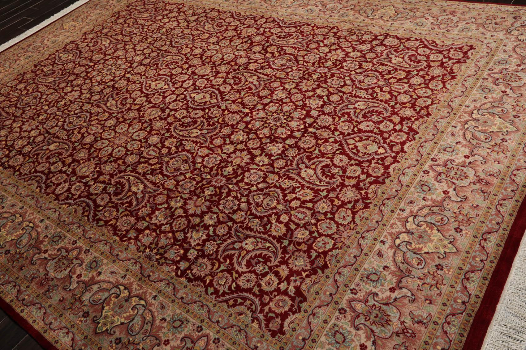 9'2" x 12'5" Hand Knotted Wool 16/18 Pak Persian 300 KPSI Area Rug Burgundy-2