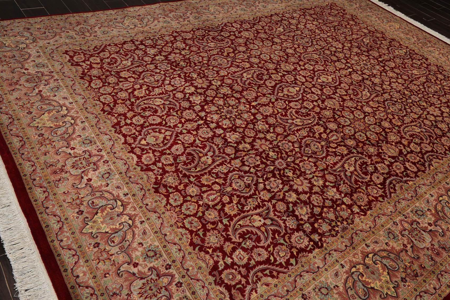 9'2" x 12'5" Hand Knotted Wool 16/18 Pak Persian 300 KPSI Area Rug Burgundy-3