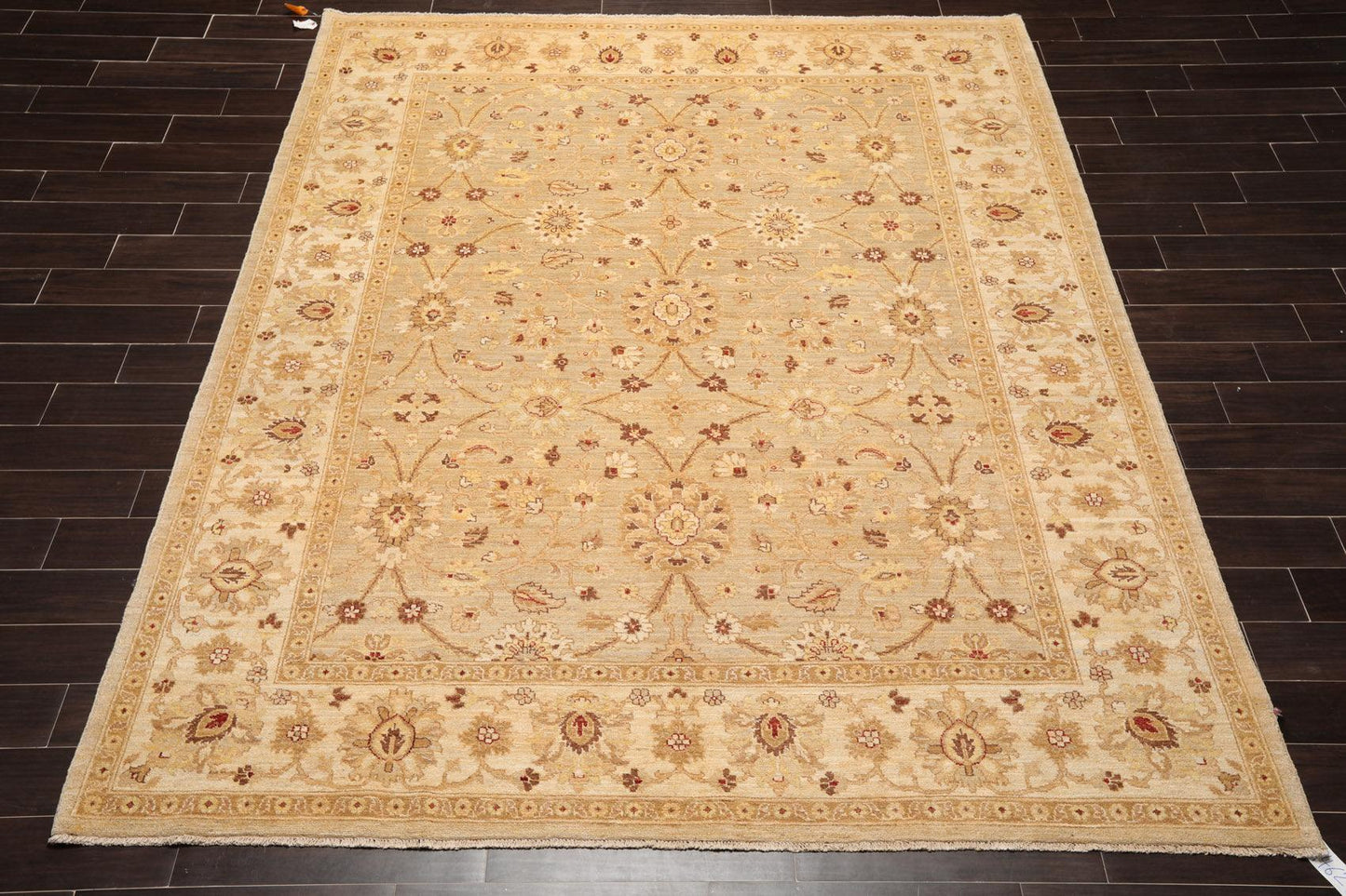 8'1" x 9'11'' Hand Knotted 100% Wool Peshawar Traditional Area Rug Gray Beige-1